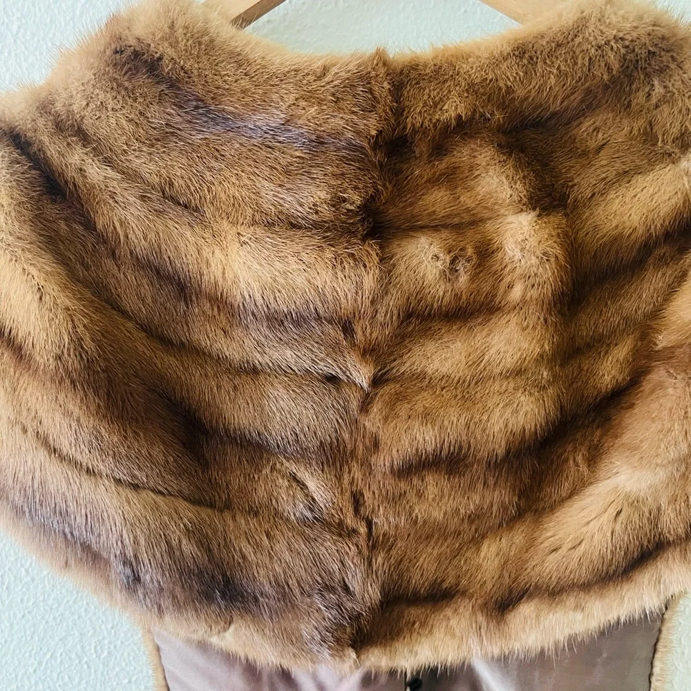 Vintage Chas. Desjardins Montreal Brown Mink Fur Shawl Capelet OS—1980s - Picture 14 of 16